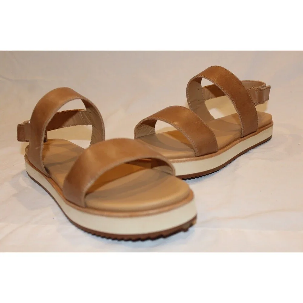 ANTHROPOLOGIE NISOLO GO-TO‎ FLATFORM PLATFORM LEATHER SANDALS SHOES ALMOND
